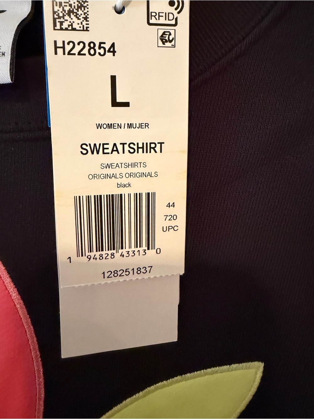 adidas Black Cropped Sweatshirt & Leggings Set with Rainbow TrefoilNWT - Picture 3 of 4